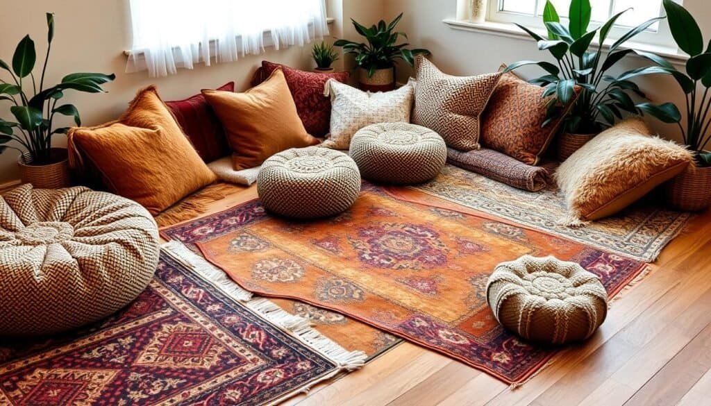 Bohemian Floor Seating Rug Arrangement