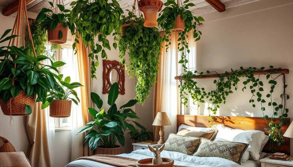 boho bedroom plants