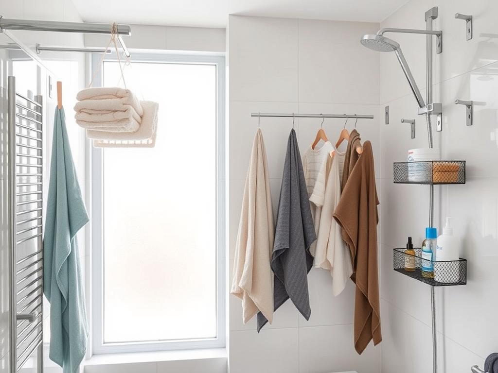 Bathroom Tension Rod Organization