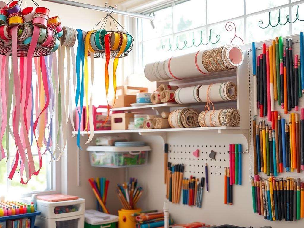 Craft Space Organization with Tension Rods