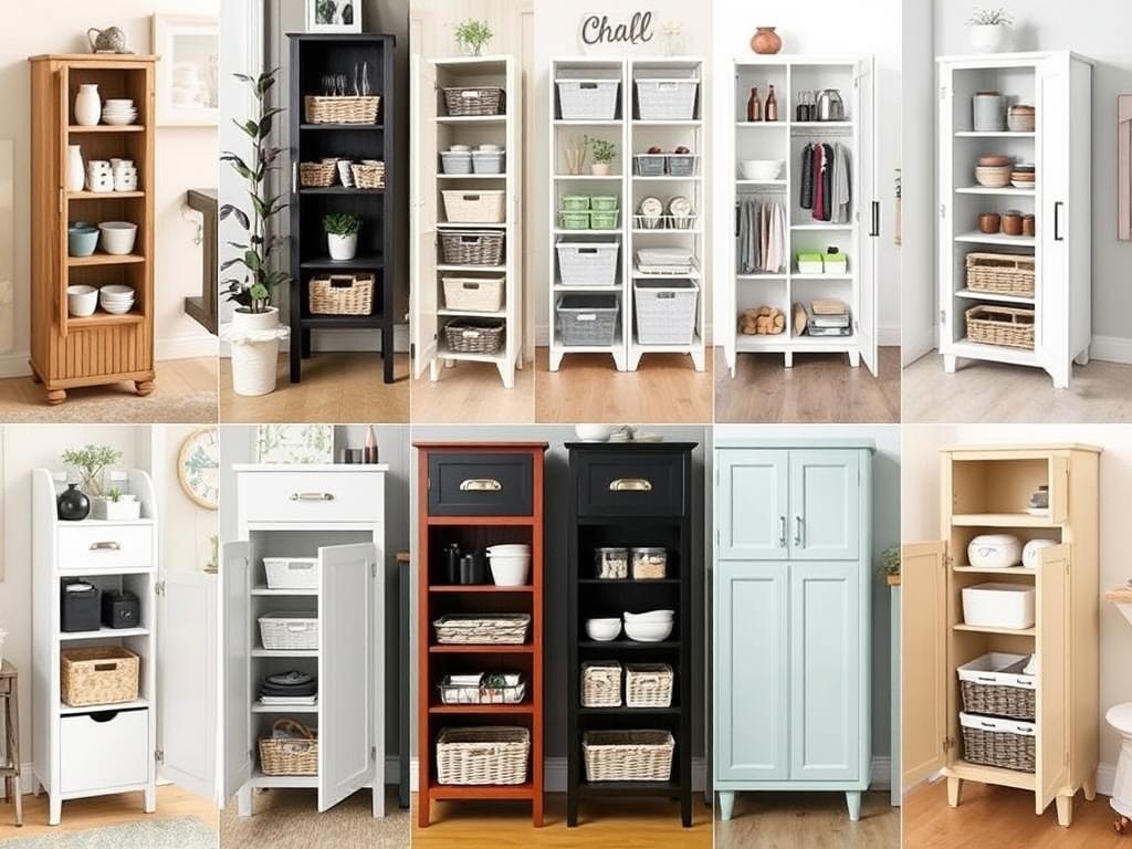 DIY Narrow Cabinet Storage Solutions