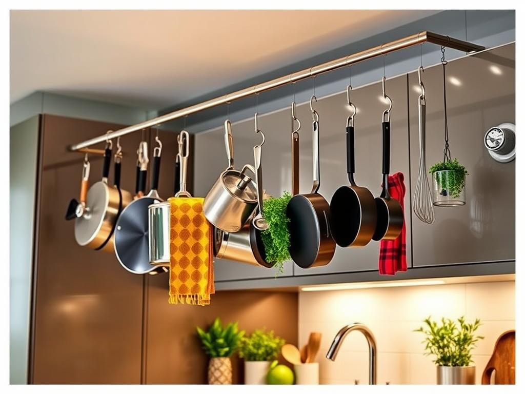 Kitchen Storage Tension Rod Organization