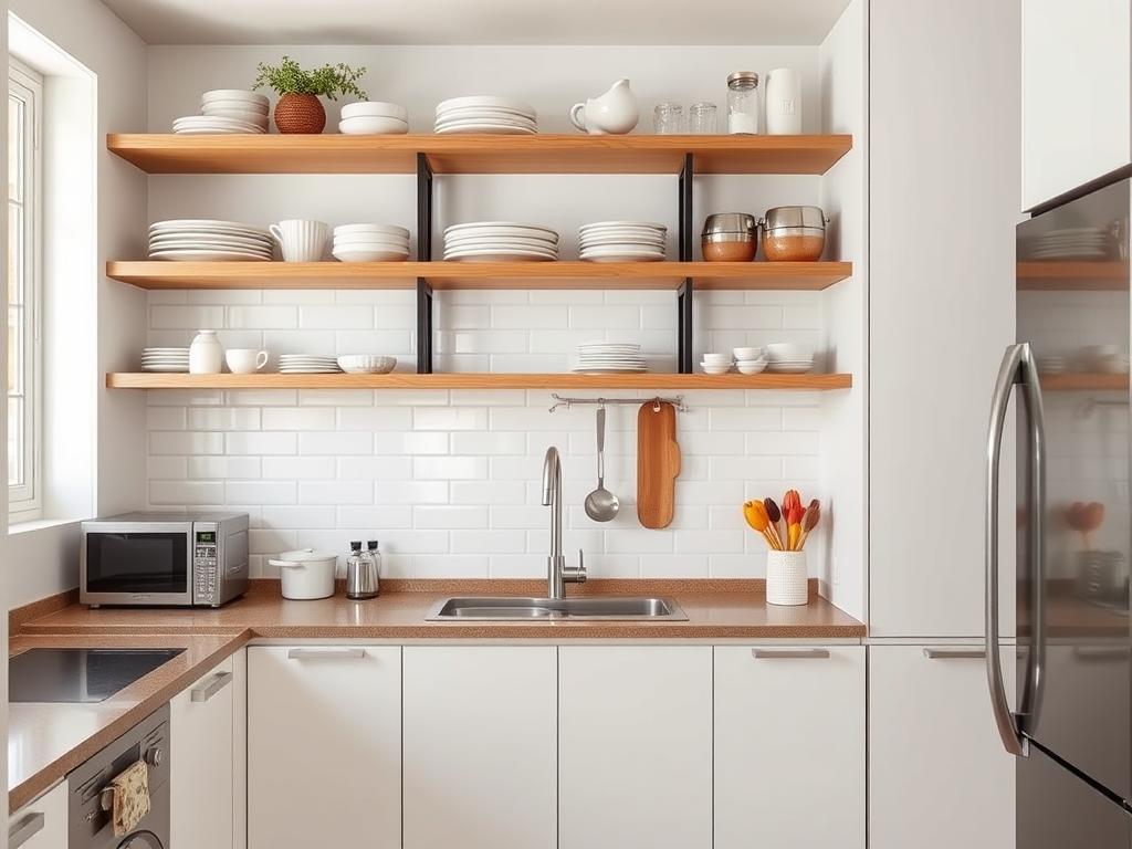 Open shelving and closed storage kitchen design