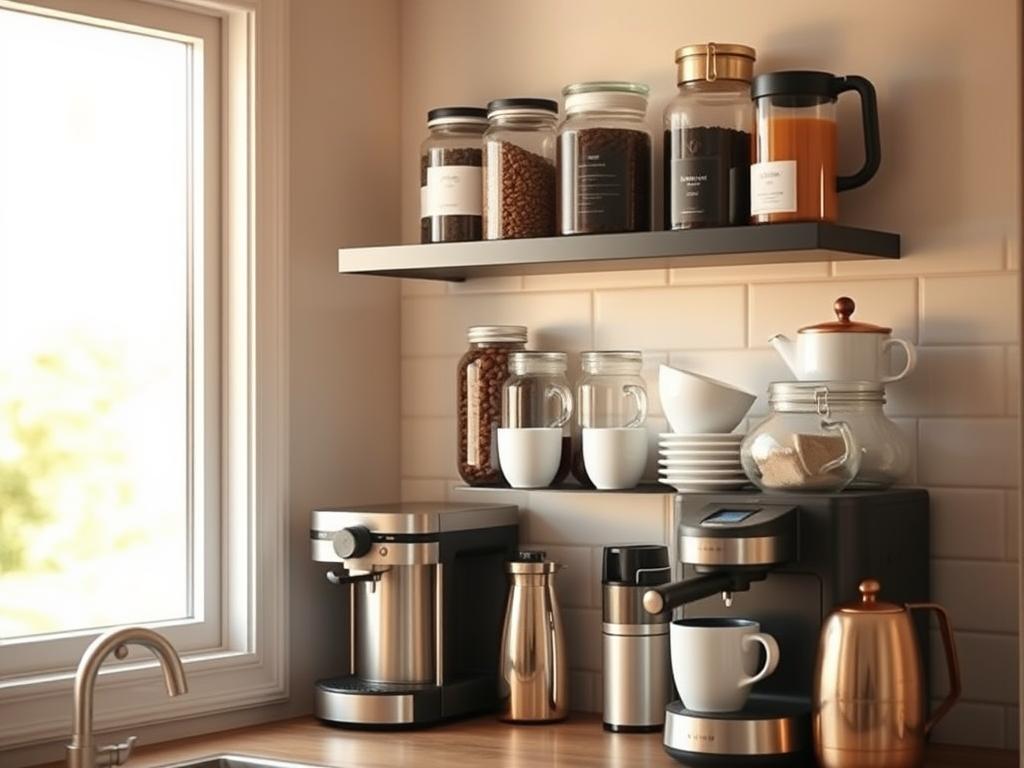 Small Space Coffee Bar Organization
