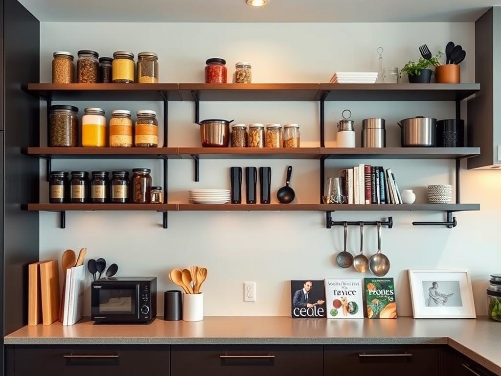 Wall-Mounted Shelves for Kitchen Organization