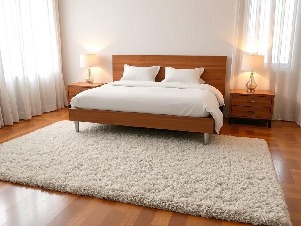 bedroom rug placement